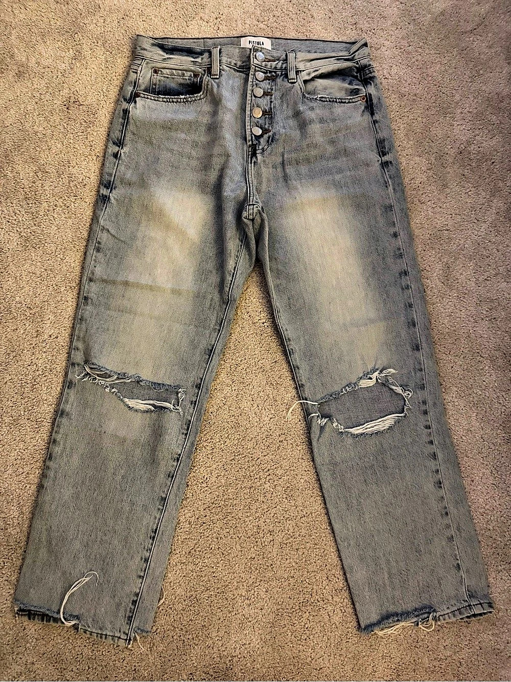 Pistola Straight Leg Distressed Gray Waist 28